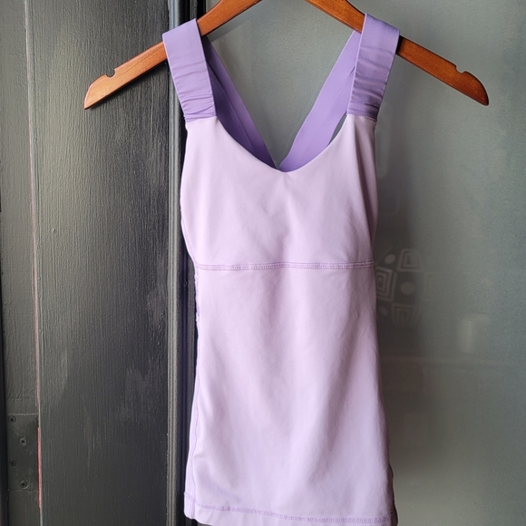 lululemon athletica Tops - Lululemon Womens Workout Tank Top Cross Back Violet Exercise Athletic Size 4